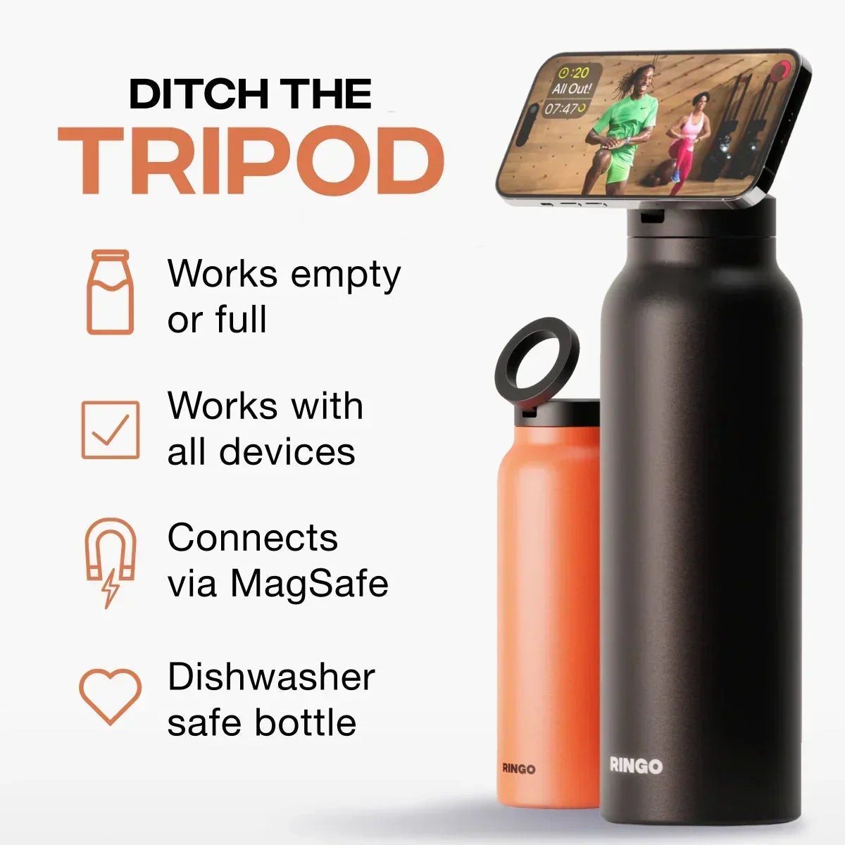 Ringo MagSafe Water Bottle 1 Litre (32oz) Pink - Tashqila Ringo MagSafe Water Bottle 1 Litre (32oz) Pink - Tashqila